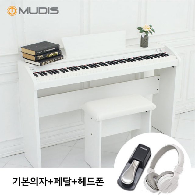 [블랙, 화이트 일시품절]전자 디지털피아노 MU-8H + 기본의자 + 페달 + 헤드폰