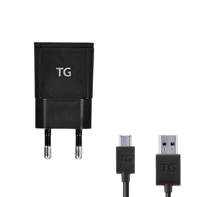 TG-HC2421 가정용 고속 USB 2포트 멀티 충전기+5핀 케이블 블랙
