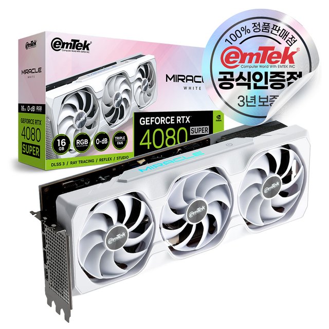 [+VGA 지지대 증정] 이엠텍 지포스 RTX 4080 SUPER MIRACLE WHITE D6X 16GB