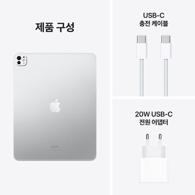  아이패드 프로 13 M4 Wi-Fi + Cellular 2TB 스탠다드 글래스 - 실버 [MVY03KH/A]