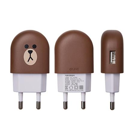 [한정수량 초특가] 라인프렌즈 분리형 2.1A 충전기 CHA-125 [ 브라운 / 가정용 / 케이블 미포함 ]