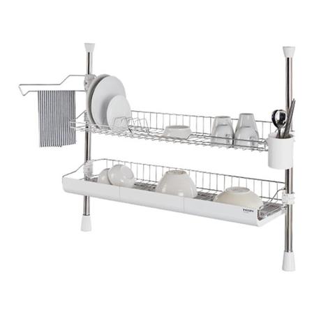 와이드 기둥식 식기 건조대 800 2단 [견고한 물받이 / 최고급 스테인레스] [한샘 동일 상품]