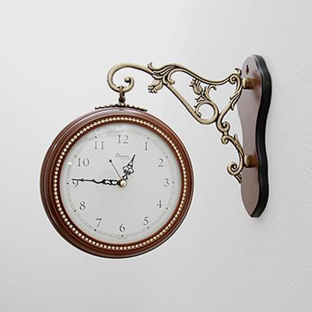 데일리데코 원목 큐빅 양면시계 화이트