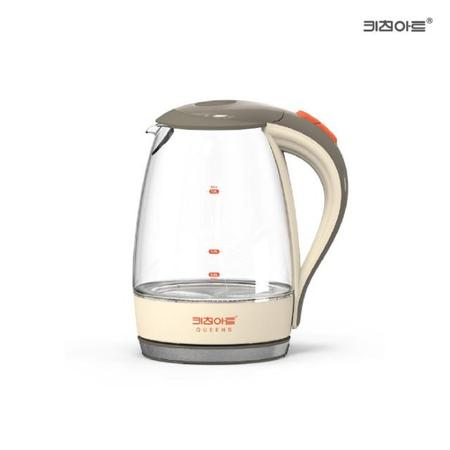 퀸즈 베이지 유리 전기포트 (1.8L)