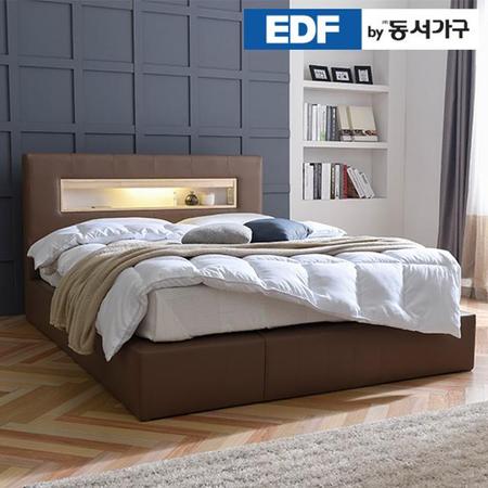 XXXXXX판매종료XXXXXX EDFby동서가구 가죽통판형 LED 퀸침대 독립스프링 DF636912 _그레이