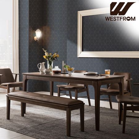 빈티지 브르노) 원목 6인식탁세트(벤치형)/벤치+체어4 모카브라운