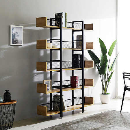 스틸 5단 철망 책장 철제책장 다용도 선반장 진열장 01.5단철망_블랙책장(K7B-1218)