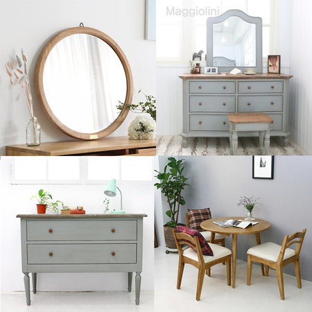 고무나무 LR 레트로 원형 거울