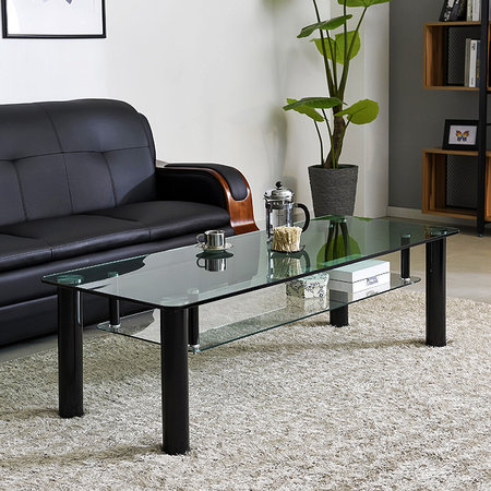 스틸 심플 소파테이블 강화유리 거실 테이블(T42-612)