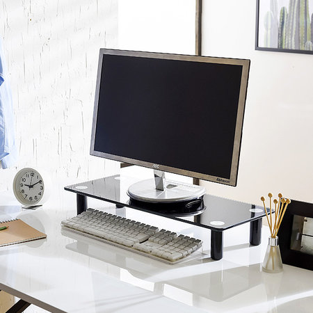 강화유리 모니터 받침대 모니터선반 책상정리 (T22) 01.강화유리_블랙(T22-GB)