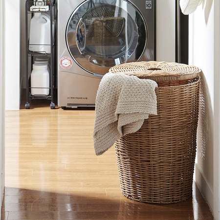 라탄 패턴 햄퍼 사각:그레이