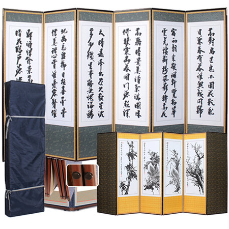 6폭 제사병풍 인조실크 추사 - 사군자