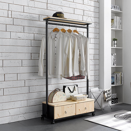 레이안  2서랍 스틸 드레스룸행거 850 블랙내추럴