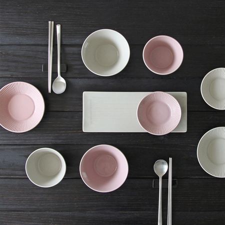 2인9p 그릇세트(크림&핑크)