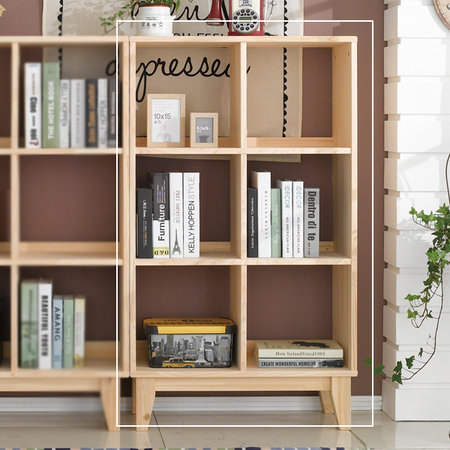 편백원목 3단 스탭스 책장 내추럴