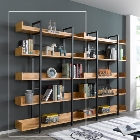 브레타 엘다원목 오픈형 5단 장식장 내추럴