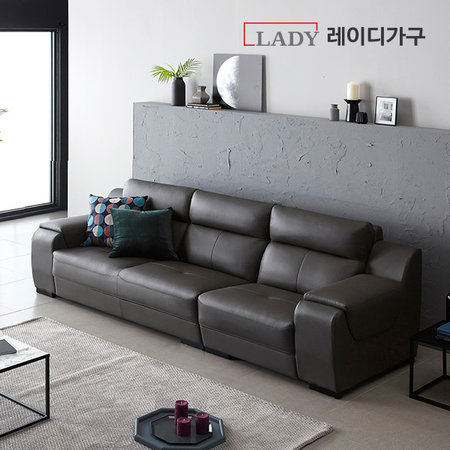 클리프 천연면피가죽 소파 (4인용) _그레이
