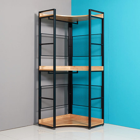 코너장 3단 드레스장 철제행거 옷걸이 옷수납장 옷장 01.3단_코너장_아카시아