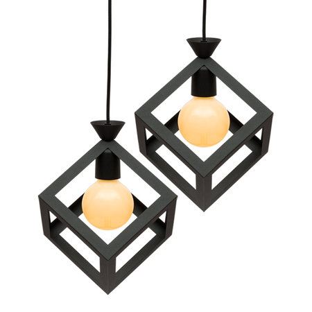 아가타 사각 펜던트 2등 (LED겸용/식탁등/카페조명/포인트조명) 블랙