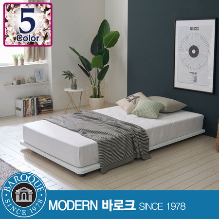 W 퍼블릭) 모던 저상형 SS 침대 / Q5 매트리스(듀얼텍스폼) 화이트