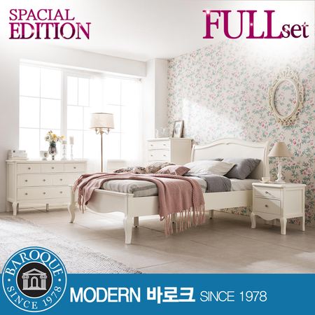 W 메종) 로맨틱 침실 풀 패키지 QUEEN (5종구성 / R9매트리스) 크림화이트