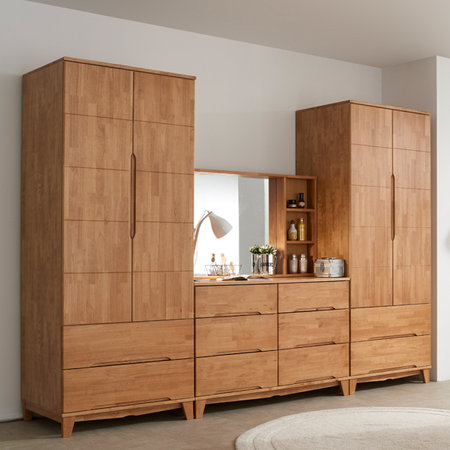 로지 고무나무원목 침실장세트2 내추럴