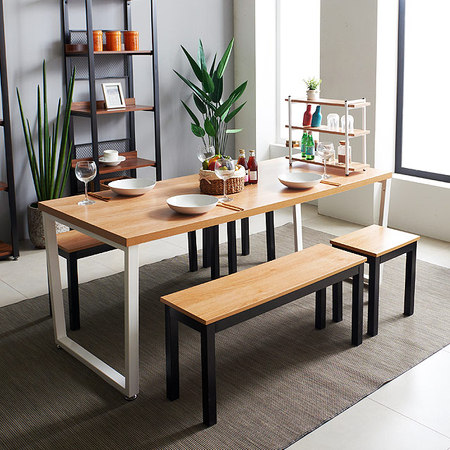 주방 1800식탁세트 4인용 테이블 인테리어 철제식탁 상판_01.아카시아:의자_1인_4EA_아카시아