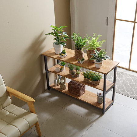 베란다선반 3단선반 철제 진열장 슬림 800 화분정리대 01.800블랙_아카시아