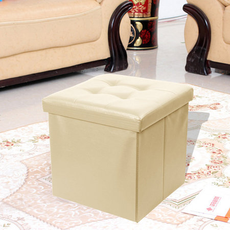  미니멀 스퀘어 베이지 수납의자1P 