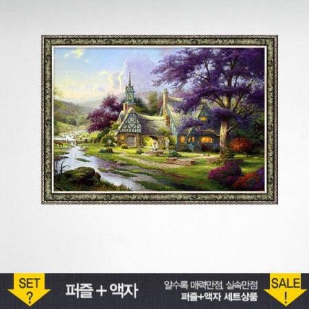500조각 직소퍼즐 시계탑 별장 앤틱카키액자세트 (액자포함)