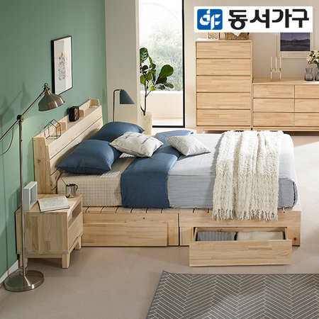 XXXXXX판매종료XXXXXX알로 USB 편백 서랍형 퀸 원목침대 프레임 _내츄럴