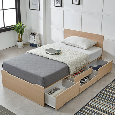 화이오 에센스 2단서랍 수납침대 슈퍼싱글 화이트