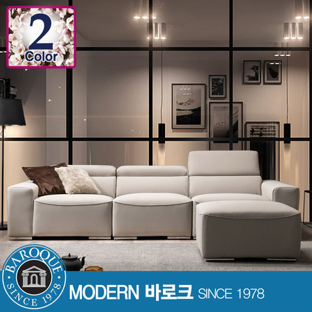 W벨라) 에어레더 4인소파 + 오토만 머드블루