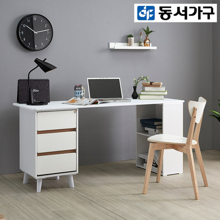  프리즌 1600 3단서랍 2단책장책상 DF911321 _오크