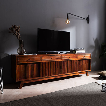  에든 갤러리 아카시아원목 2000 높은거실장 _브라운