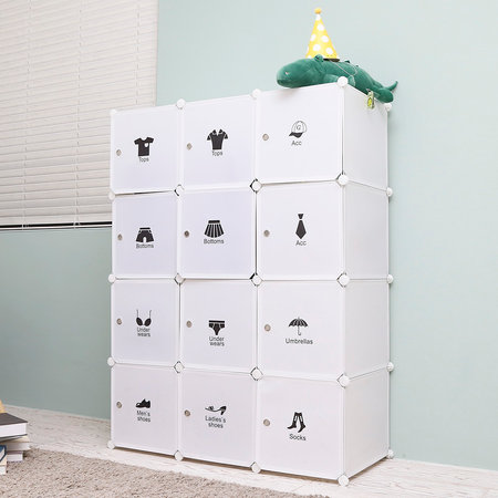 DIY 옷걸이 12D 스티커 수납장 (화이트)