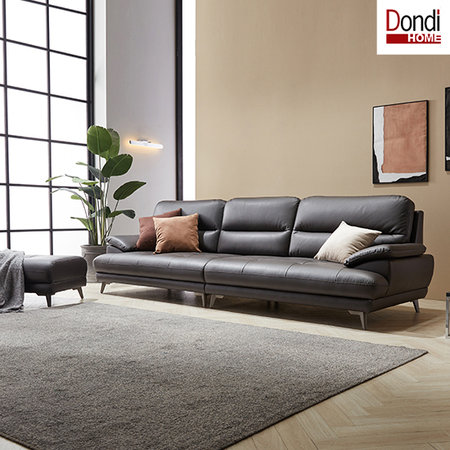 피아트 이태리가죽 4인 소파+스툴 초코브라운