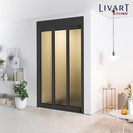 XXXX판매종료XXXX베리어스 3연동중문 1801~2100(-자/오픈형/스타일유리7종) 스노우화이트/아쿠아유리