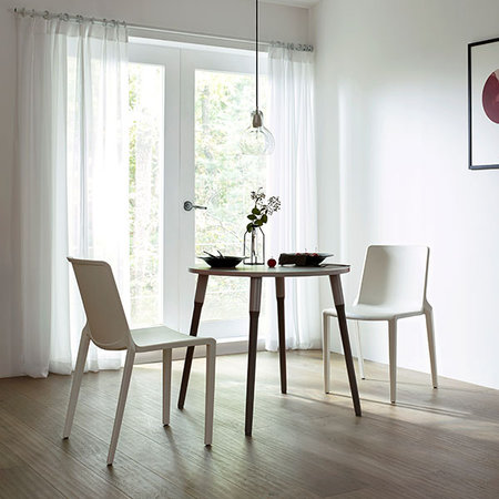 레마 800폭 원형테이블 식탁세트 그레이매트+월넛브라운