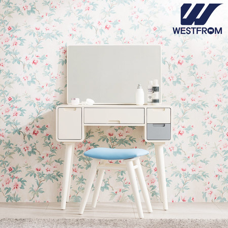 모던 메종) 크림화이트 뷰티웨이브 화장대셋트 (콘솔, 거울, 스툴) 크림화이트