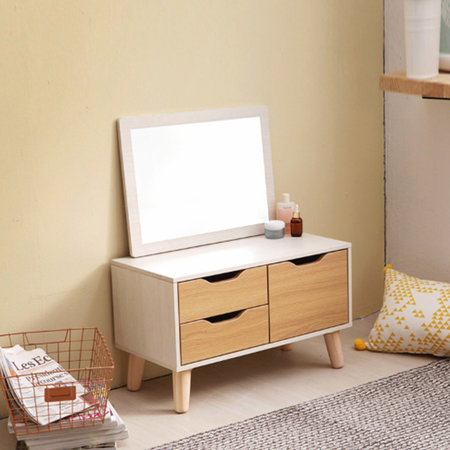 제인 미니 좌식화장대 화이트브라운