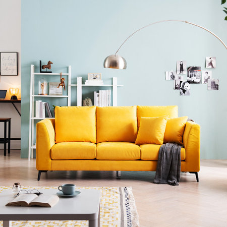  노하 생활방수 클린어블 스웨이드 3인소파 _옐로우