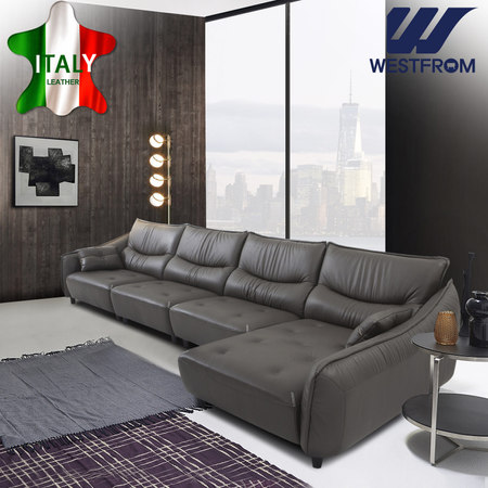 모던 마테라) 이태리 천연면피가죽(TG) 확장형 6인 카우치소파 아이보리