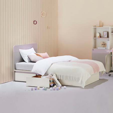 링키플러스 수납침대 1100폭 기본헤드 핀란드아이보리+라이트퍼플