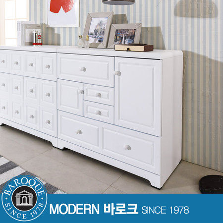 W 레트로) 유니크 화이트 서랍장, 수납장 화이트