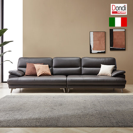 피아트 이태리가죽 4인 소파 초코브라운