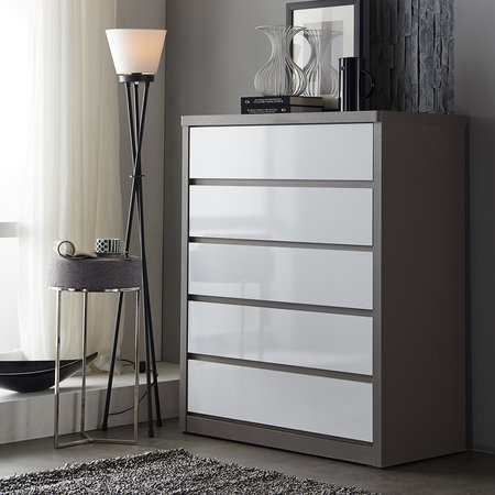 피카 글로시 5단서랍장 1000  그레이화이트