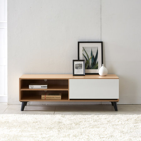 키튼 1200 오픈 거실장 오크화이트