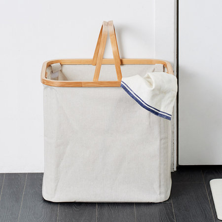 내츄럴 뱀부 빨래함(바구니형) 52L