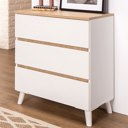 레이 3단 서랍장 화이트오크